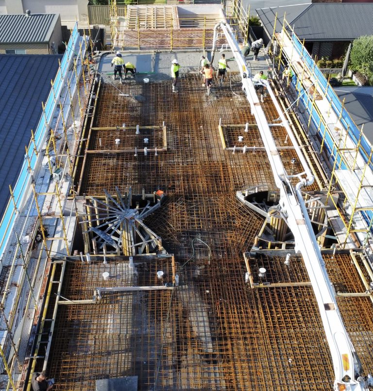 Concrete placement and finishing to suspended concrete slab by Ocon Concrete Group Sydney