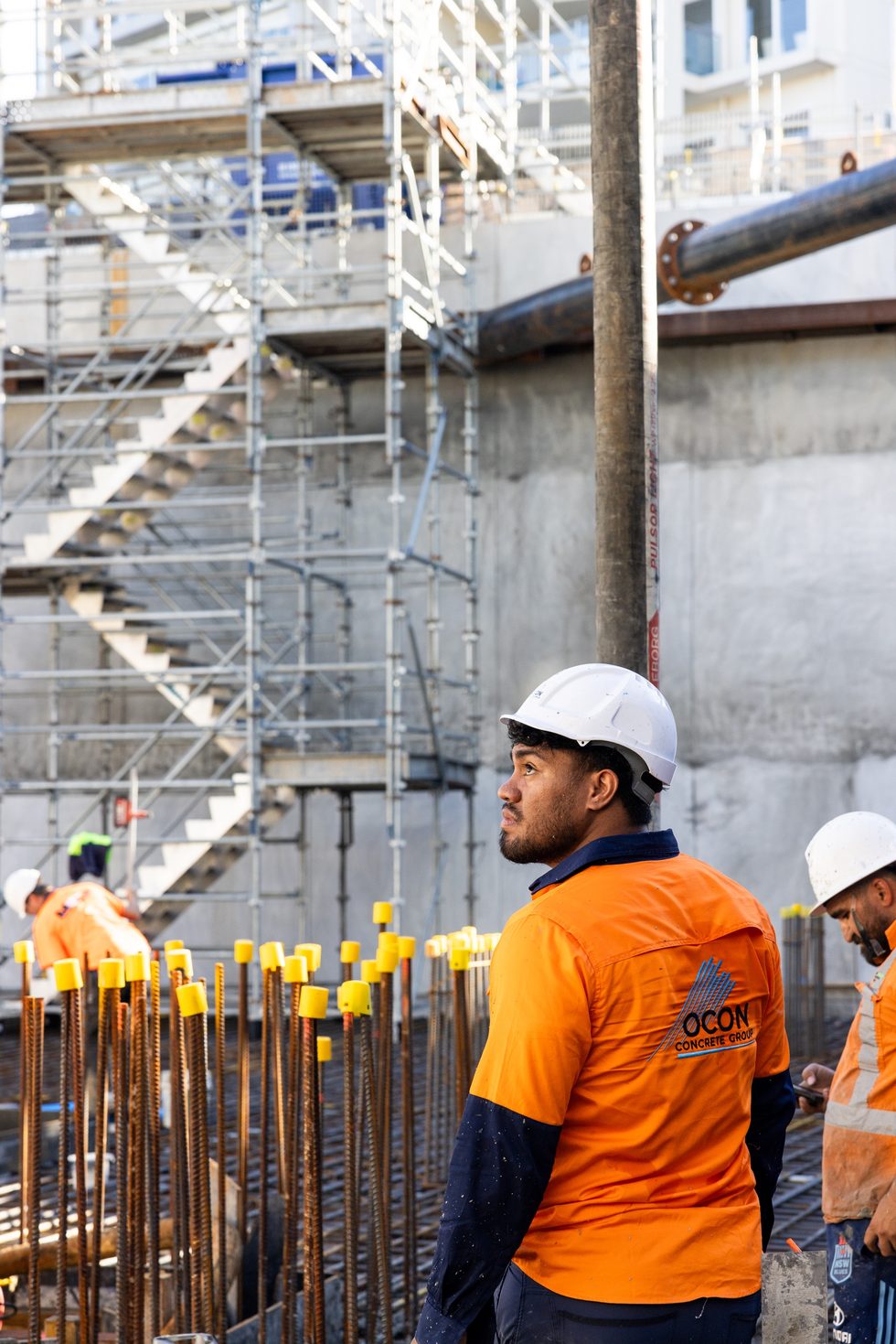 Ocon concreter on site, Belmont Mars Building