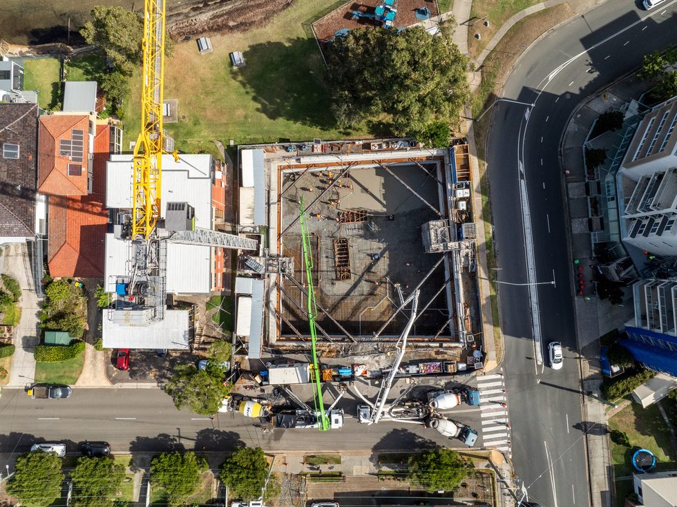 Street view of concrete works, Macquarie St Belmont