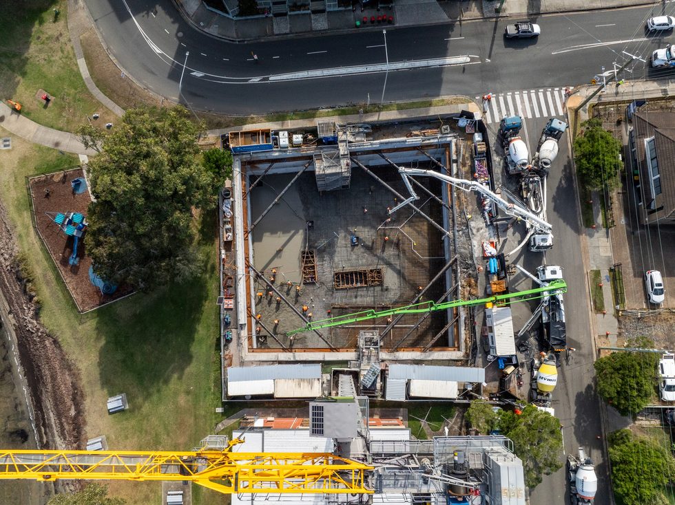 Aerial view of basement works, Belmont Mars Building