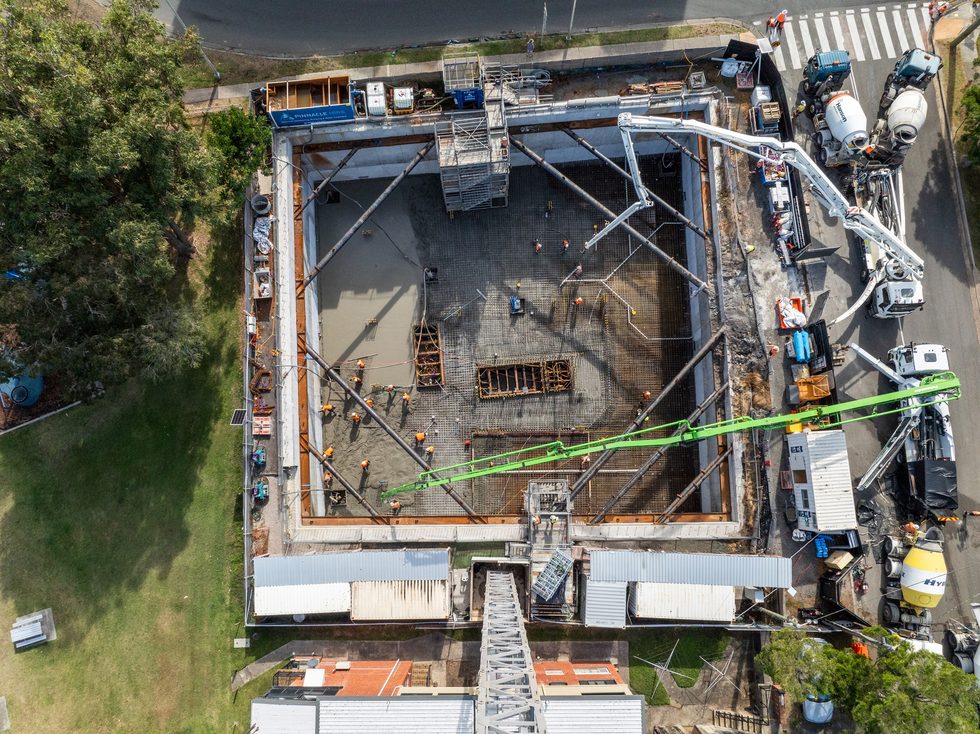 Aerial view of basement works, Belmont Mars Building