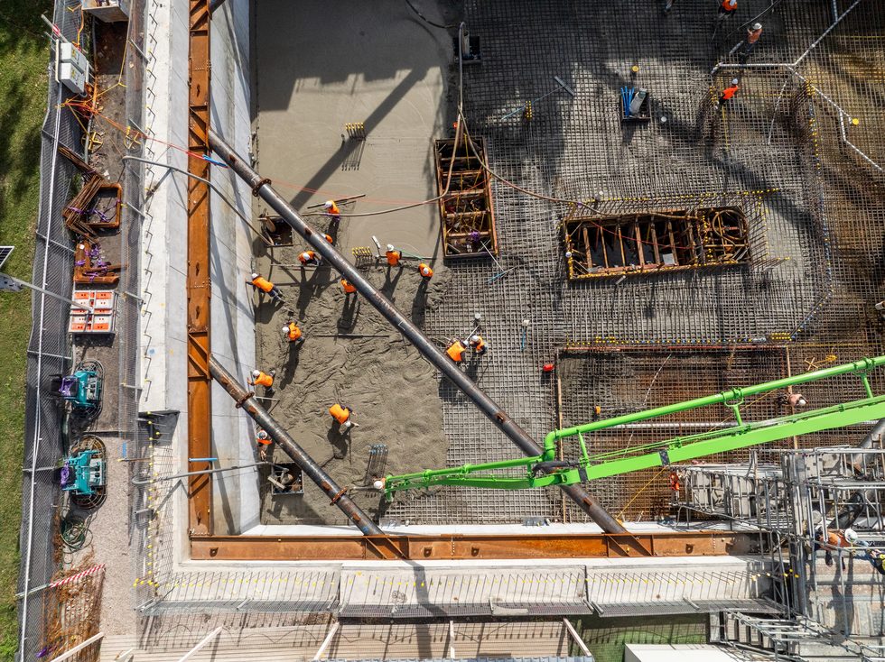 Aerial view of the Mars Building site, Macquarie St Belmont