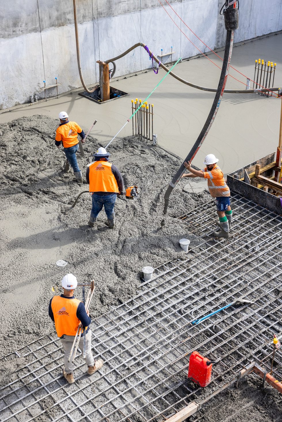 Concrete placement in progress, Belmont Mars Building