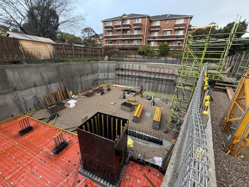 Strathfield basement raft with retention walls