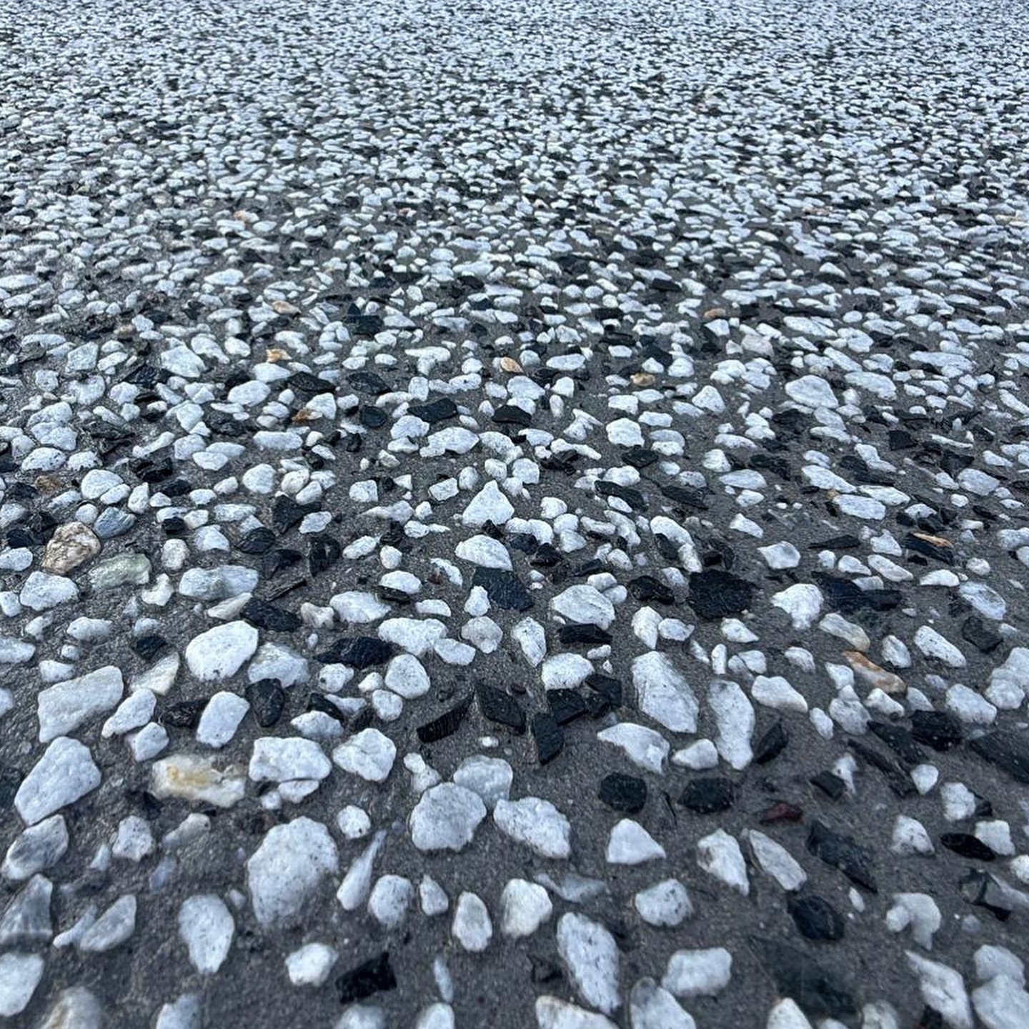 Aggregate exposed at the surface — durable, slip-rated, textured.